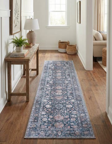 Royal Navy Blue Washable Yara Runner Rug