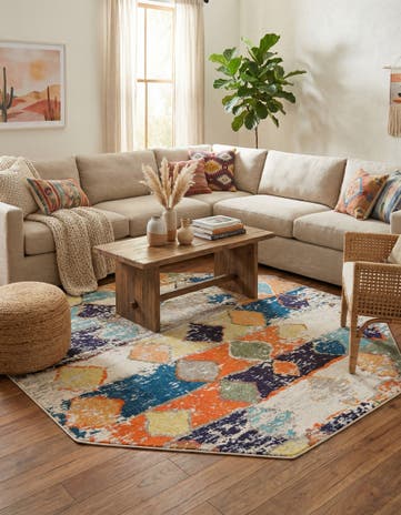 7' 10 x 7' 10 Washable Vivid Octagon Rug