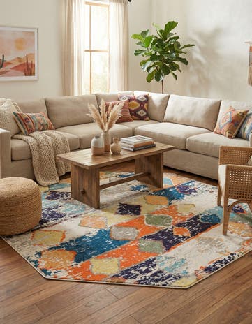 7' 10 x 7' 10 Washable Vivid Octagon Rug