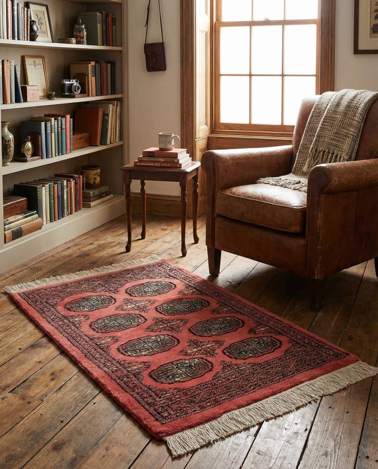 Detail image of 2' x 3' 5 Hand Knotted Torkaman Persian Wool Rug