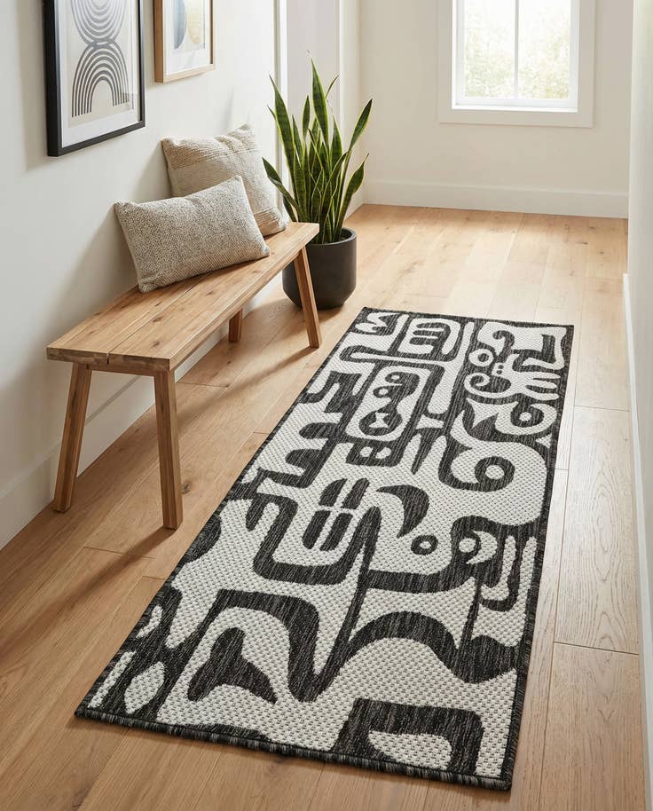 Detail image of 2' x 4' Easy-Clean Modern Indoor / Outdoor Runner Rug