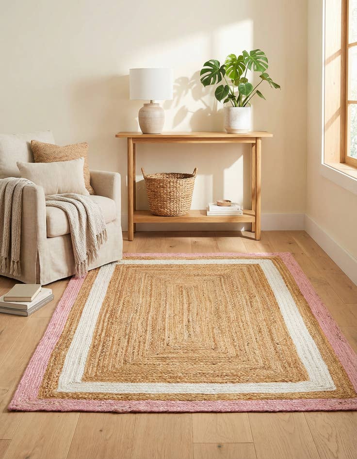 Detail image of 4' 1 x 6' 1  Hand Braided Jute Rug