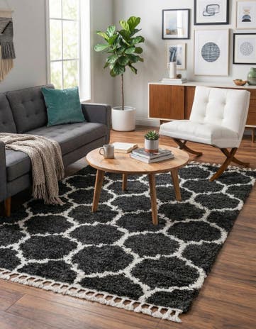 Black and White Athena Shag Rug