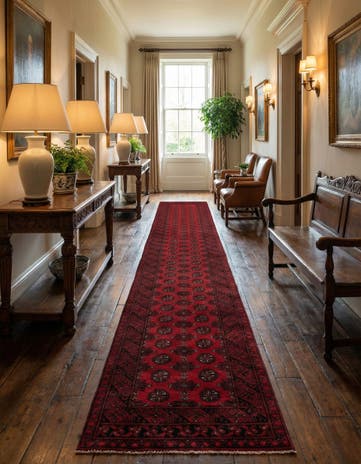 2' 7 x 19' Hand Knotted Afghan Akhche Wool Runner Rug