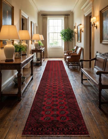 2' 7 x 19' Hand Knotted Afghan Akhche Wool Runner Rug