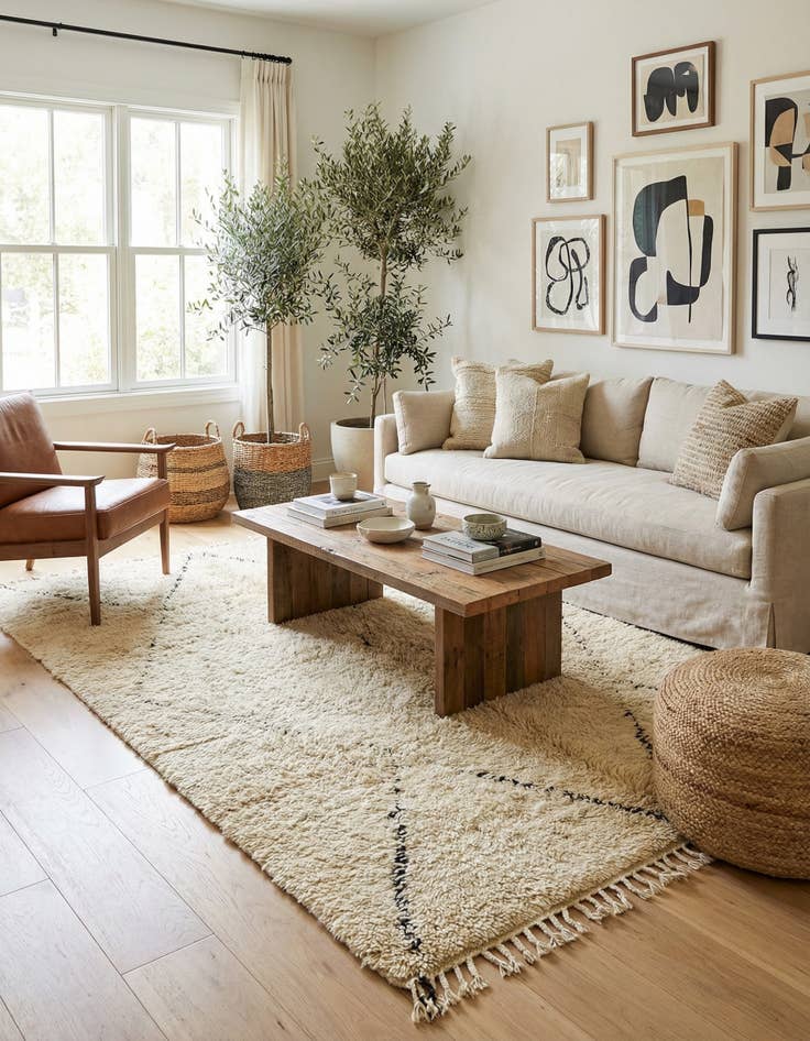 Detail image of 6' 2 x 9' 10  Hand Knotted Moroccan Wool Rug