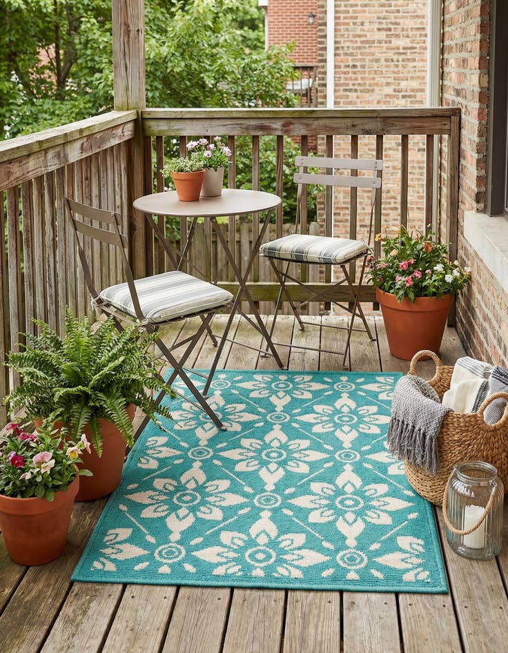 Detail image of  2' x 3'  Washable Lattice Indoor / Outdoor Rug