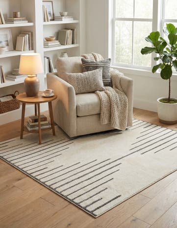 Ivory White Prismatic Square Rug