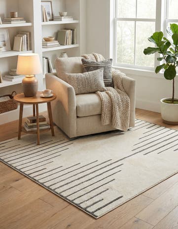 Ivory White Prismatic Square Rug