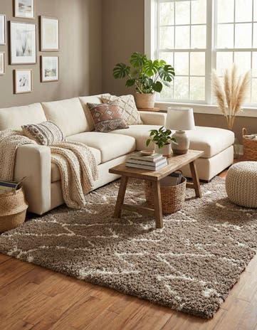 Khaki Infinity Shag Rug
