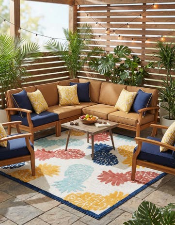 White Easy-Clean Belize Indoor / Outdoor Square Rug