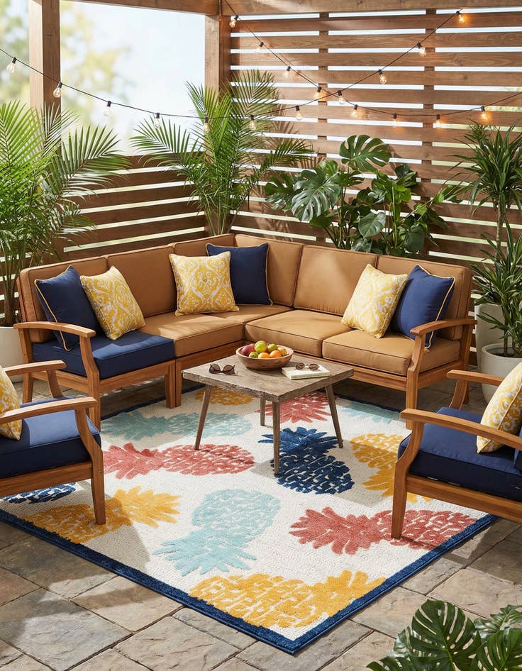 Detail image of  7' 10 x 7' 10  Washable Belize Indoor / Outdoor Square Rug