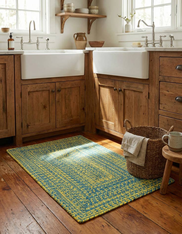 Detail image of 2' x 3'  Hand Braided Chindi Cotton Rug