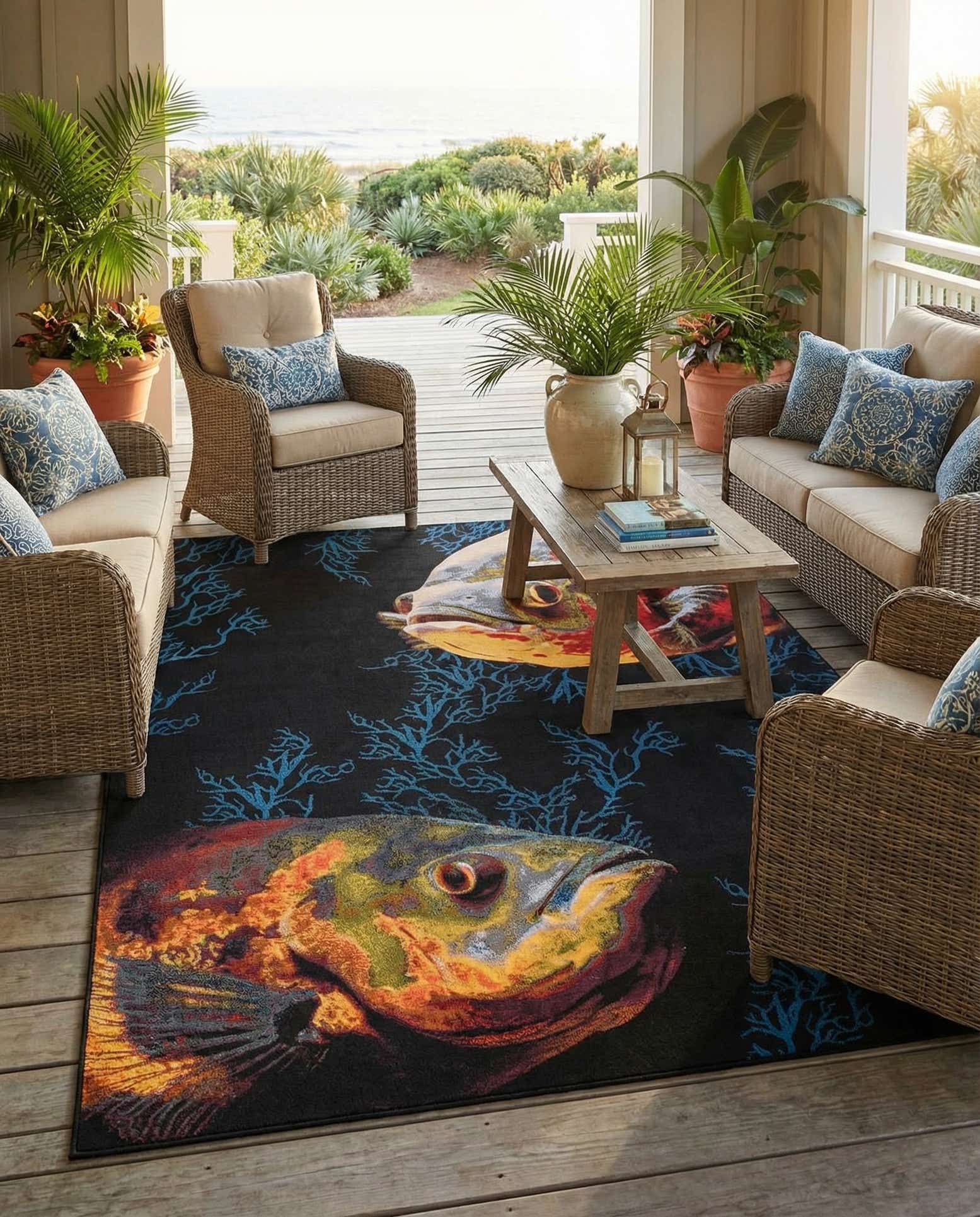 9' x 12' Easy-Clean Coastal Indoor / Outdoor Rug