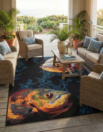 9' x 12' Easy-Clean Coastal Indoor / Outdoor Rug