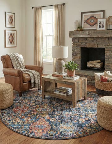 7' 7 x 7' 7 Washable Timeless Round Rug