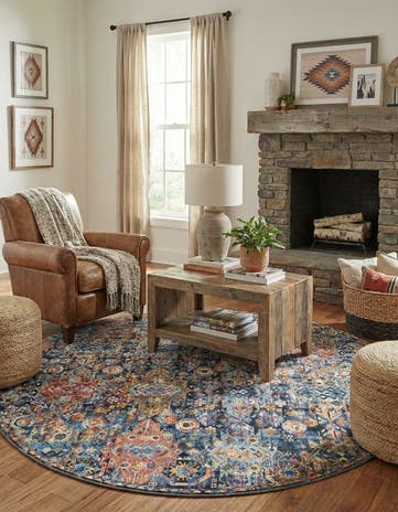 7' 7 x 7' 7 Washable Timeless Round Rug