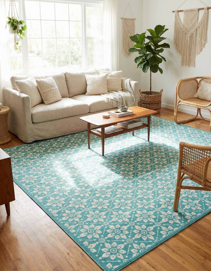 Detail image of  10' x 14'  Washable Lattice Indoor / Outdoor Rug