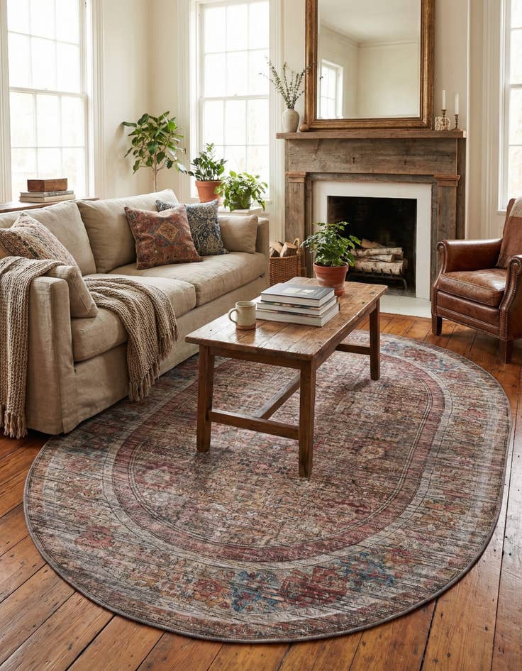 Detail image of 7' 10 x 10'  Washable Nostalgia Oval Rug