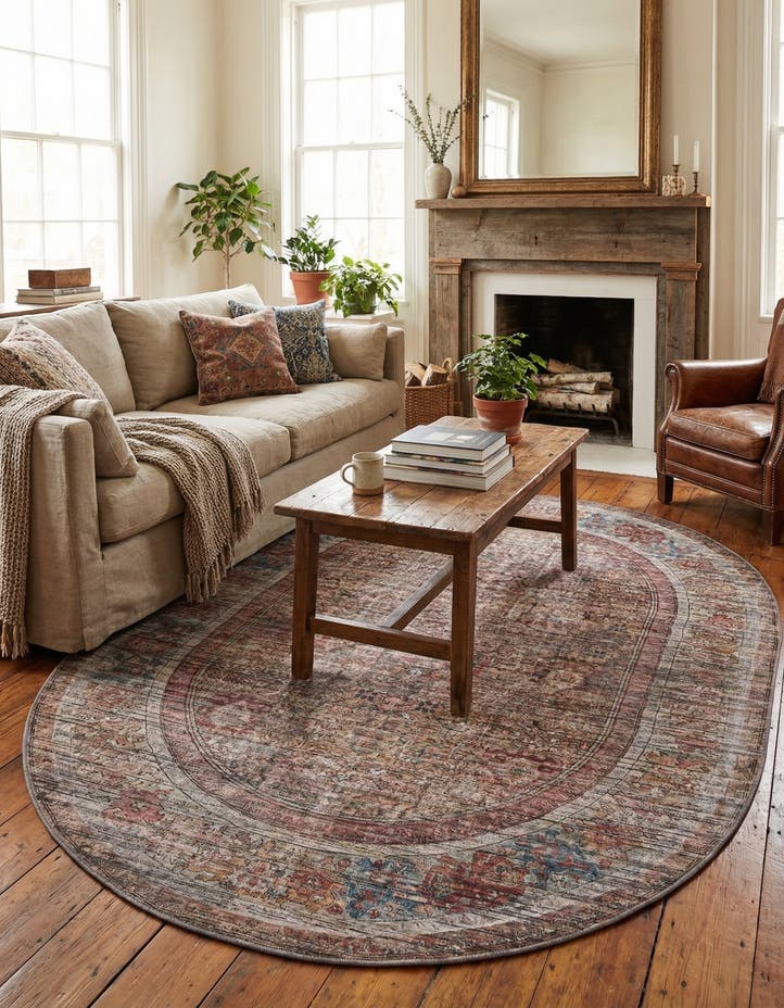 7' 10 x 10' Washable Nostalgia Oval Rug