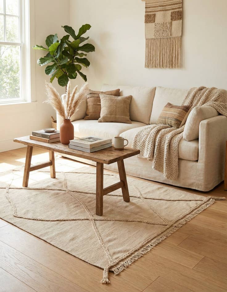 Detail image of  3' 6 x 4' 10  Hand Knotted Moroccan Wool Rug