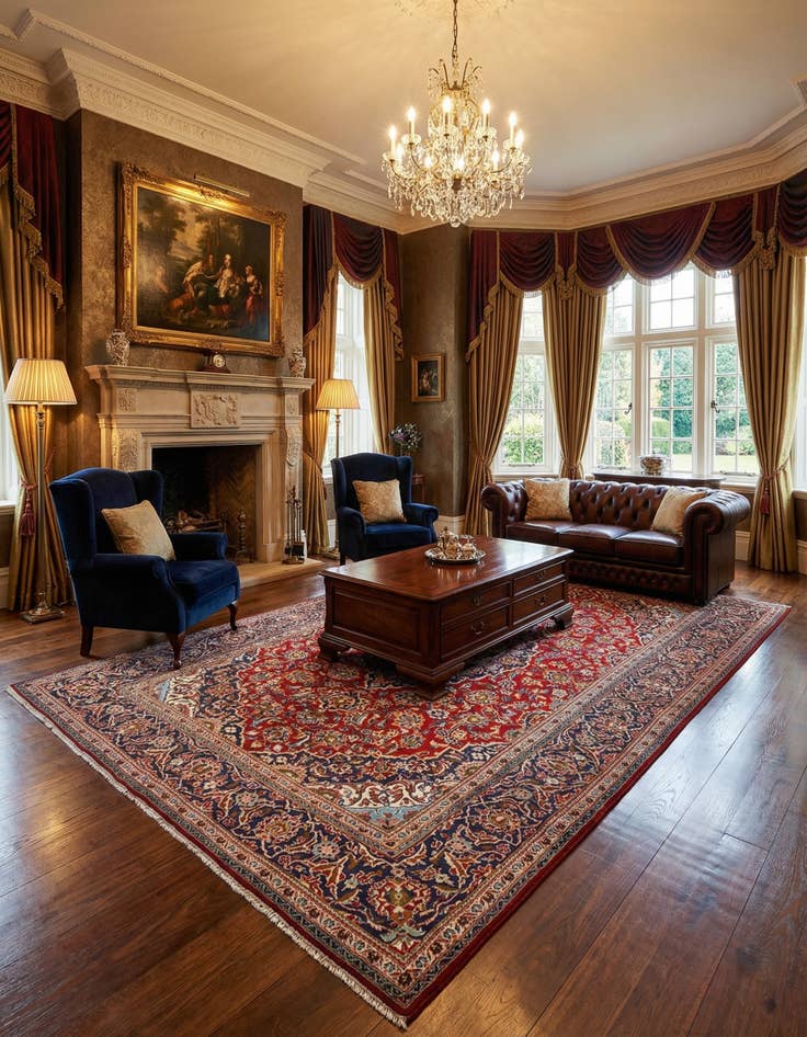 Detail image of 7' 11 x 11' 11 Kashan Wool Rug