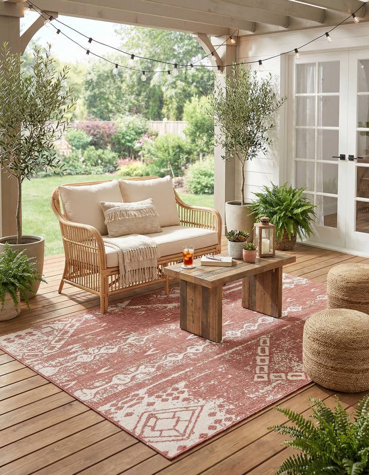 Detail image of  6' x 9'  Washable Bohemian Indoor / Outdoor Rug