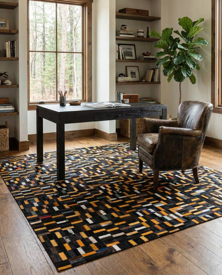 Detail image of 4' 11 x 8' 1 Cowhide - Patchwork Rug