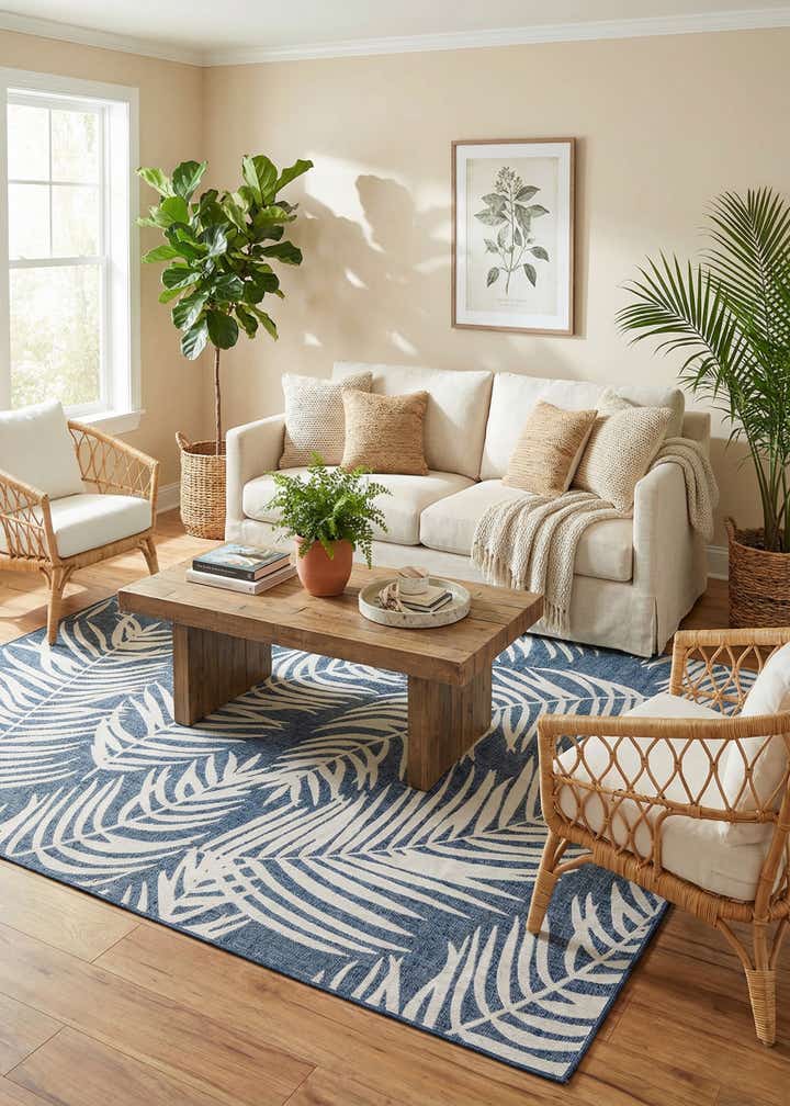 10' x 13' Easy-Clean Botanical Indoor / Outdoor Rug