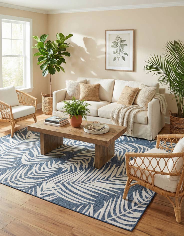 Detail image of 10' x 13' Easy-Clean Botanical Indoor / Outdoor Rug
