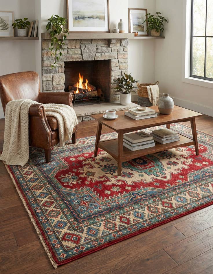 Detail image of 4' x 6' 1  Hand Knotted Kazak Rug