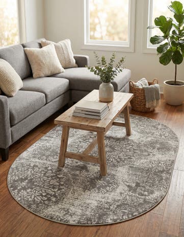 Light Gray Monte Carlo Oval Rug