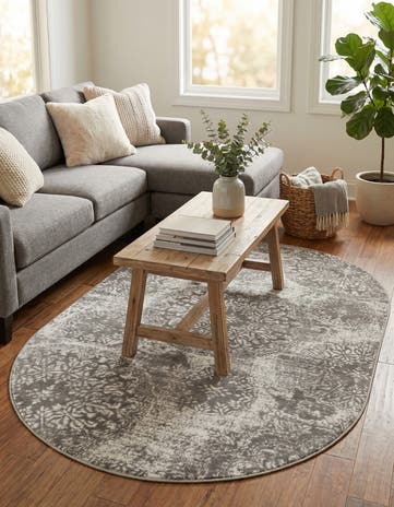 Light Gray Monte Carlo Oval Rug
