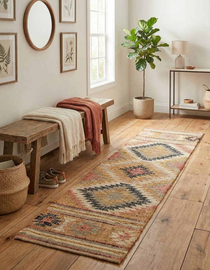Detail image of 2' x 8' Hand Woven Kilim Jute Runner Rug