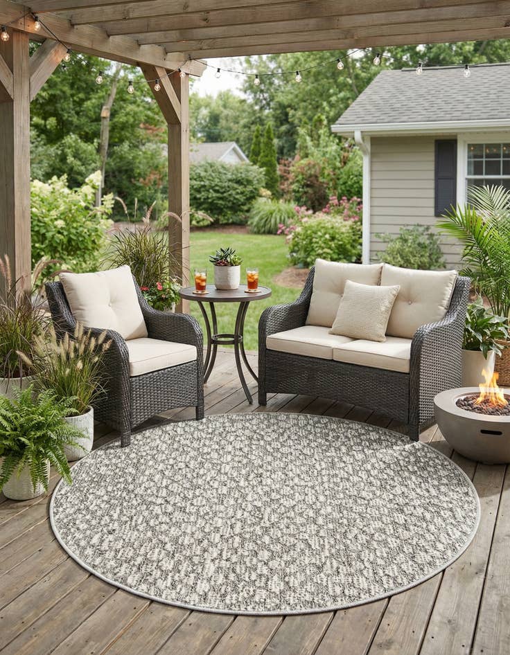 Detail image of 3' 1 x 3' 1  Washable Safari Indoor / Outdoor Round Rug