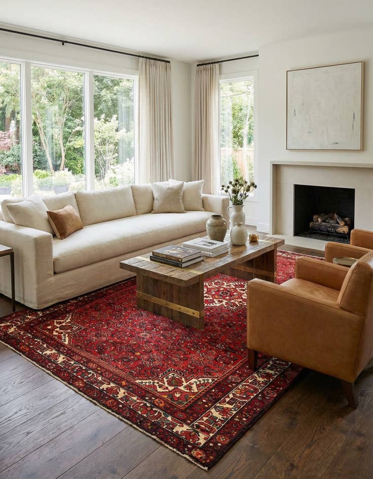 Detail image of 7' 3 x 11' 3 Hamedan Wool Rug