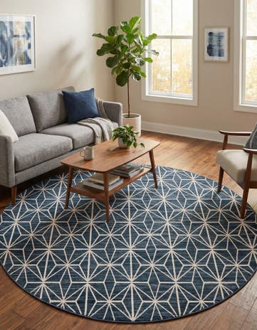 Navy Blue Uptown Fifth Avenue Round Rug