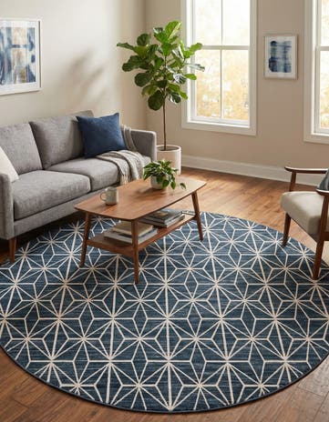 Navy Blue Uptown Fifth Avenue Round Rug