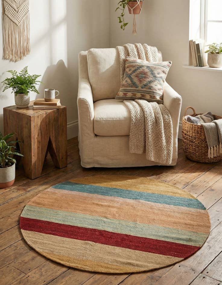 Detail image of  1' 8 x 1' 8  Hand Woven Pillow Wool Round Rug