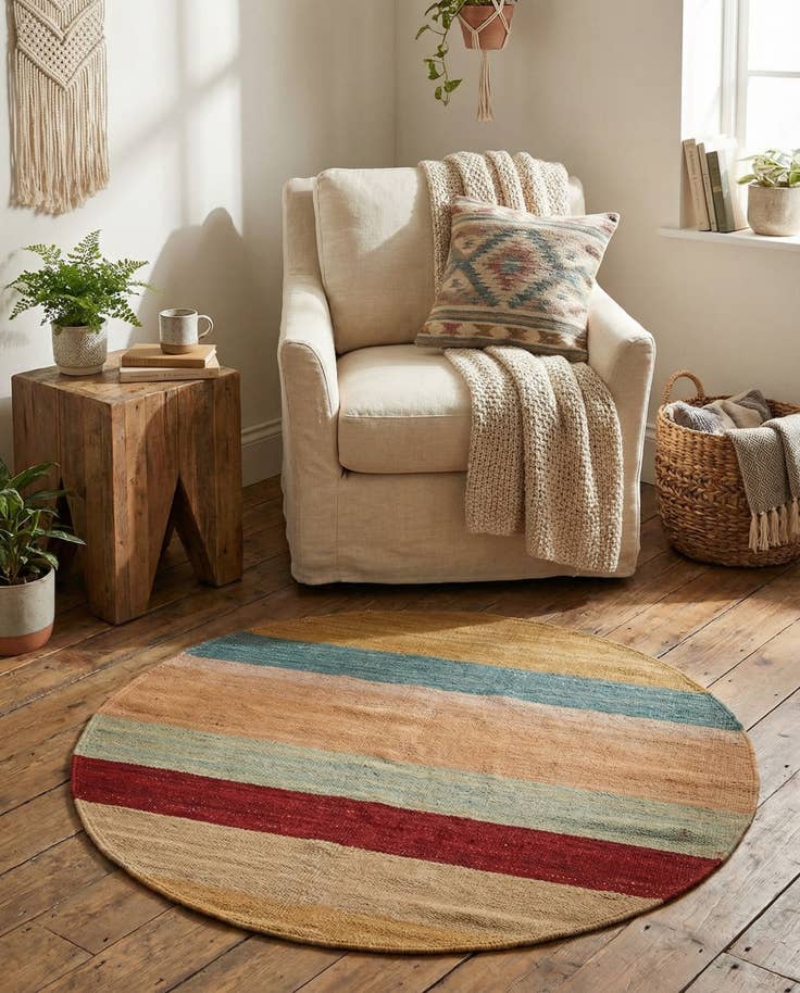 Detail image of 1' 8 x 1' 8 Hand Woven Pillow Wool Round Rug