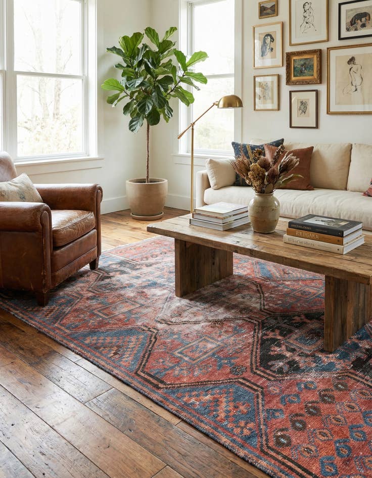 Detail image of  3' 9 x 6'  Hand Knotted Ultra Vintage Persian Wool Rug