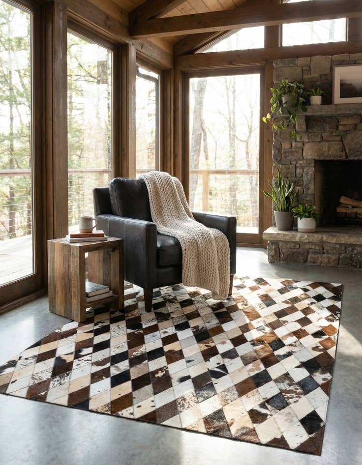 Detail image of 4' 9 x 6' 9 Cowhide Stocks Rug