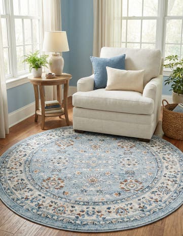 Aqua Blue Charlotte Round Rug