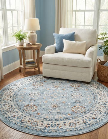 Aqua Blue Charlotte Round Rug