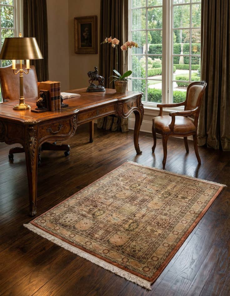 Detail image of 1' 10 x 2' 4  Hand Knotted Qom Persian Square Rug