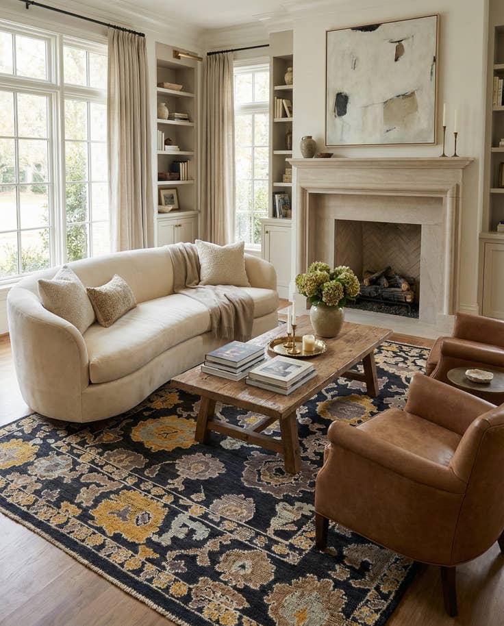 Detail image of 8' 2 x 10' 9 Hand Knotted Oushak Wool Rug