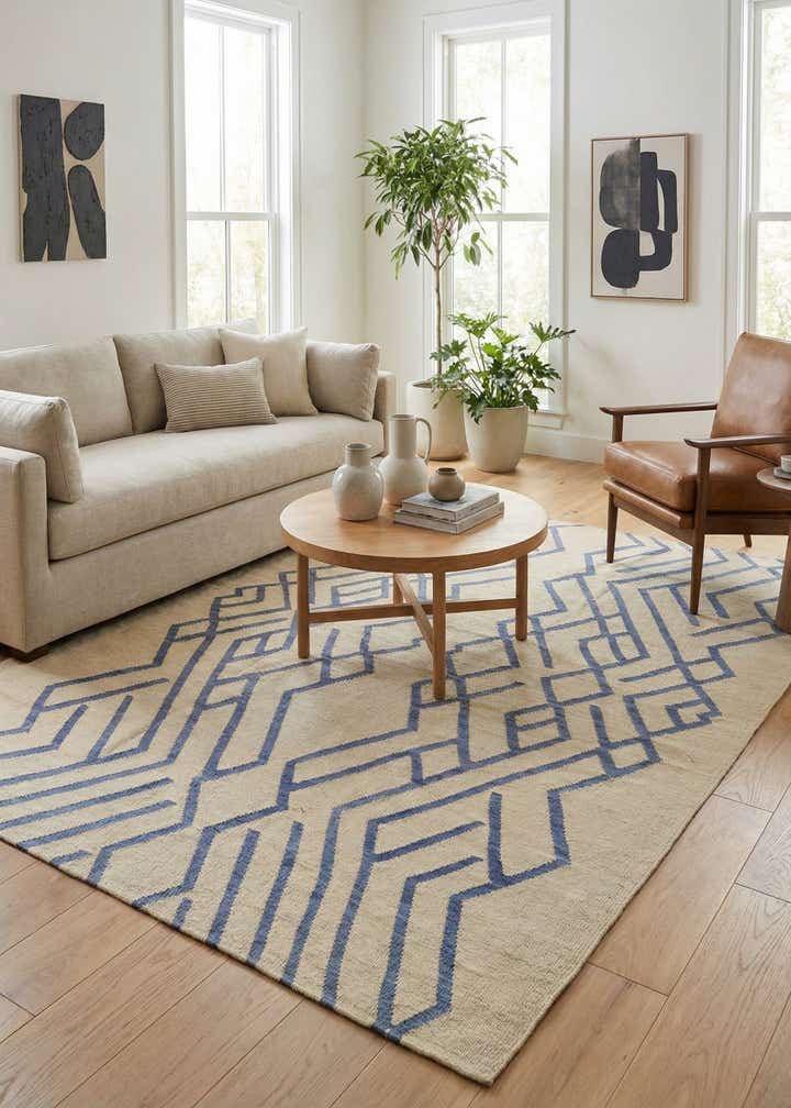 6' x 8' 2 Hand Woven Kilim Modern Wool Rug