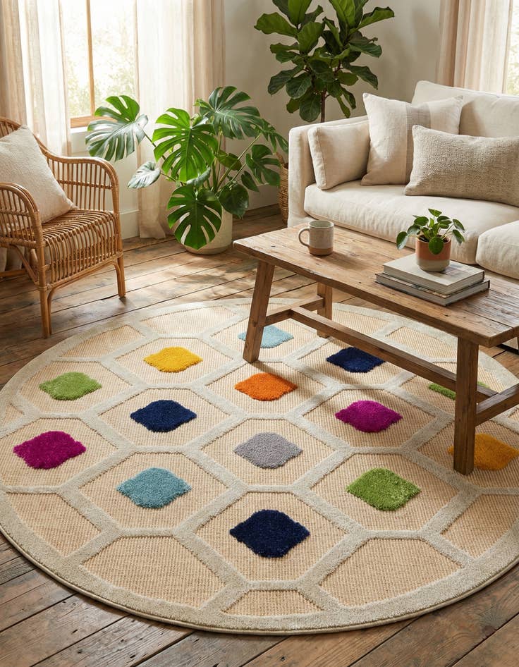 Detail image of 5' 3 x 5' 3 Easy-Clean Aruba Indoor / Outdoor Round Rug