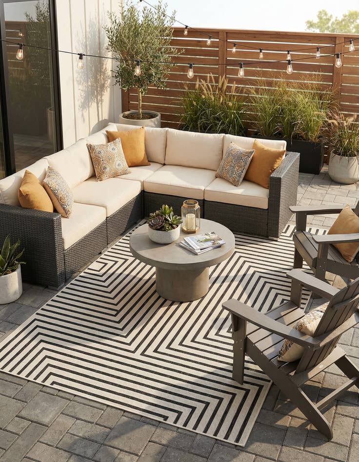 Detail image of 6' x 9'  Washable Modern Indoor / Outdoor Rug