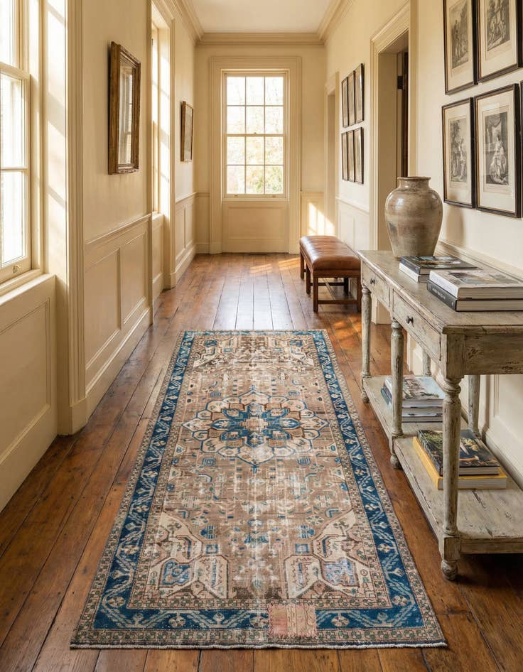 Detail image of 4' 10 x 11'  Hand Knotted Ultra Vintage Persian Wool Runner Rug